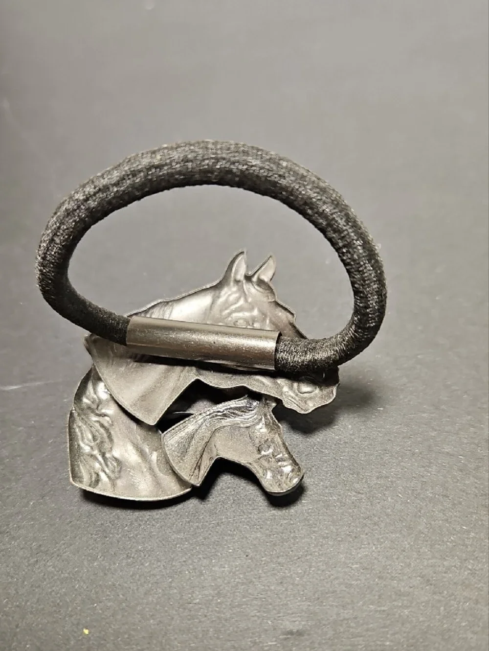 Vintage Horse Trio Metal Hair Tie - Bronze and Gold Tone